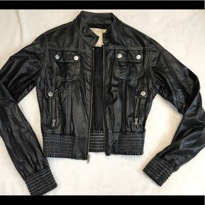 Black leather moto jacket